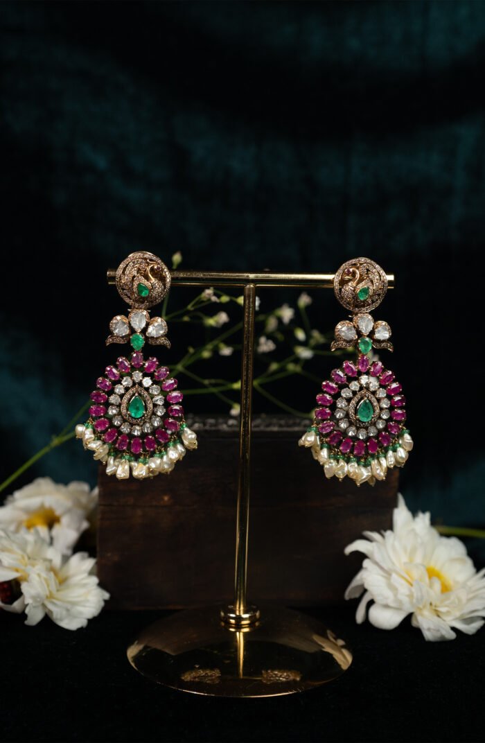 Victorian Peacock Polki Earrings