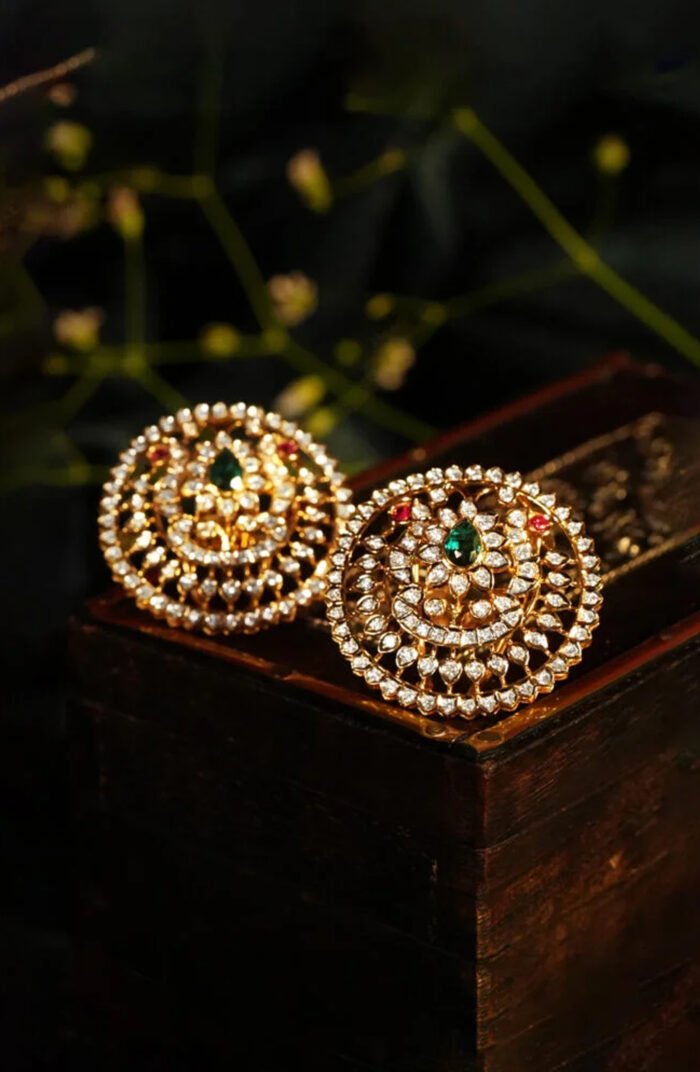 Diamond Studded Round Earrings