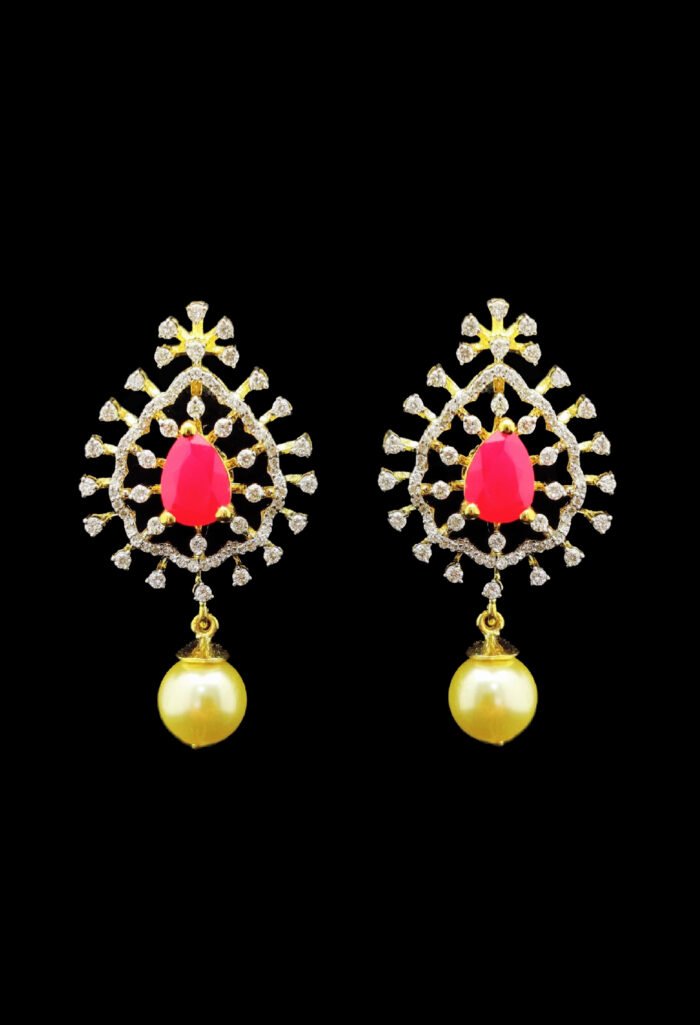 Ruby Studded Diamond Earrings