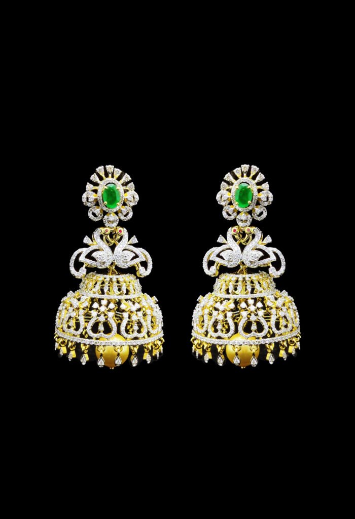 Emerald Diamond Jhumka Earrings