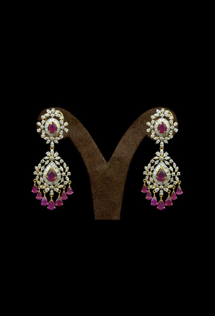 Ruby Diamond Dangles Earrings