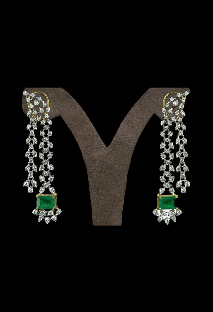 Traditional Diamond Studded Long Earrings