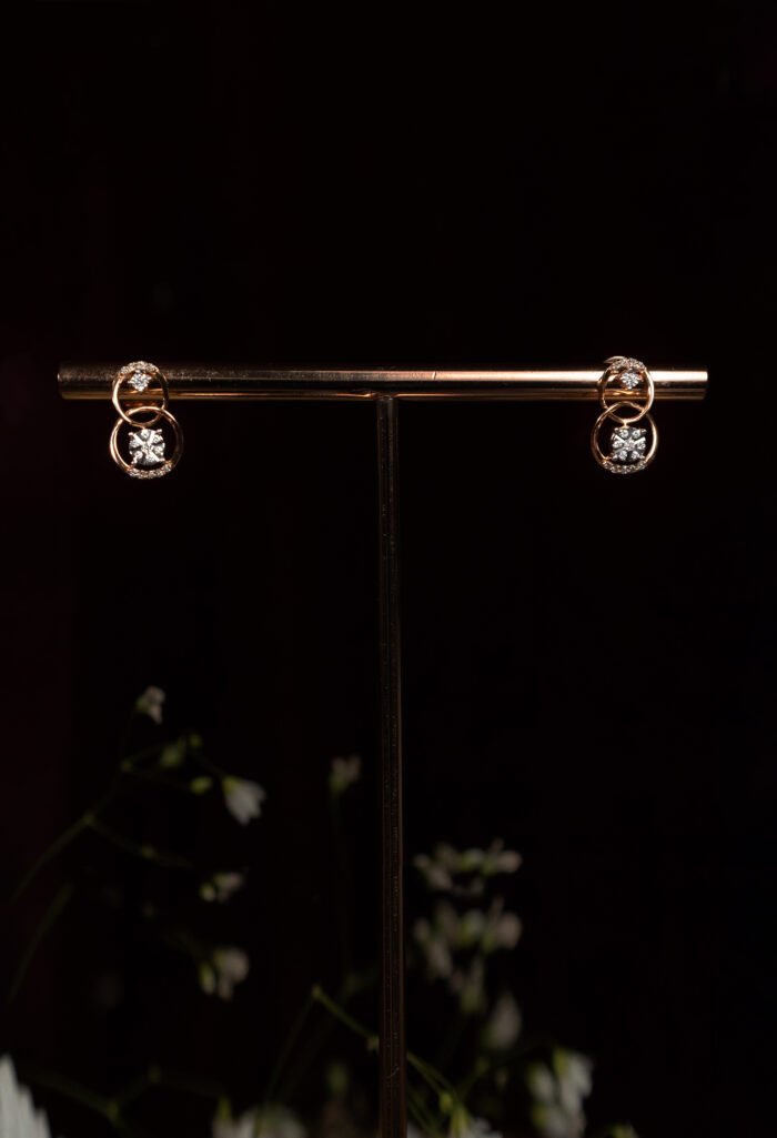 Diamond Drop Gold Earrings