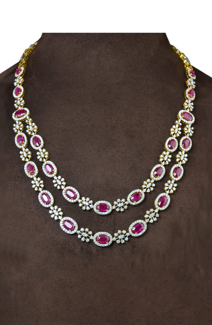 Golden Ruby Diamond Necklace