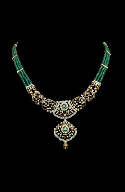 Green Pearl Diamond Bridal Necklace