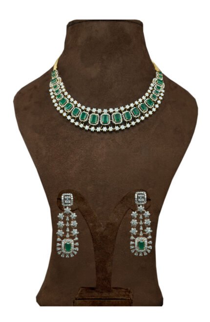 Diamond Studded Necklace with Earrings