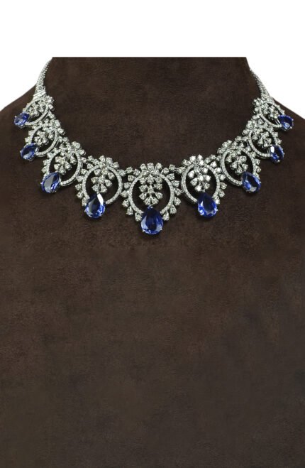 Premium Blue sapphire diamond necklace