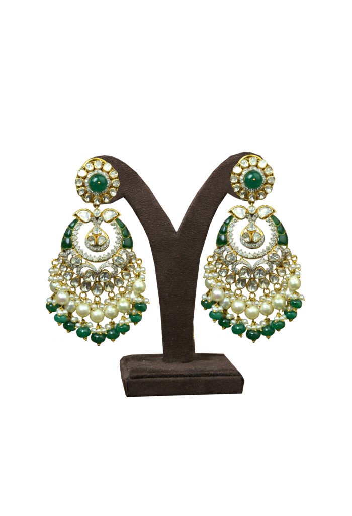 Gold Traditional Diamond Chandbali Earrings