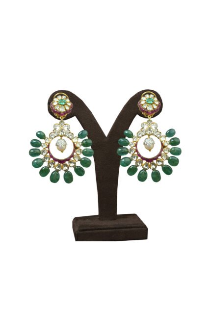 Designer red green chandbali Earrings