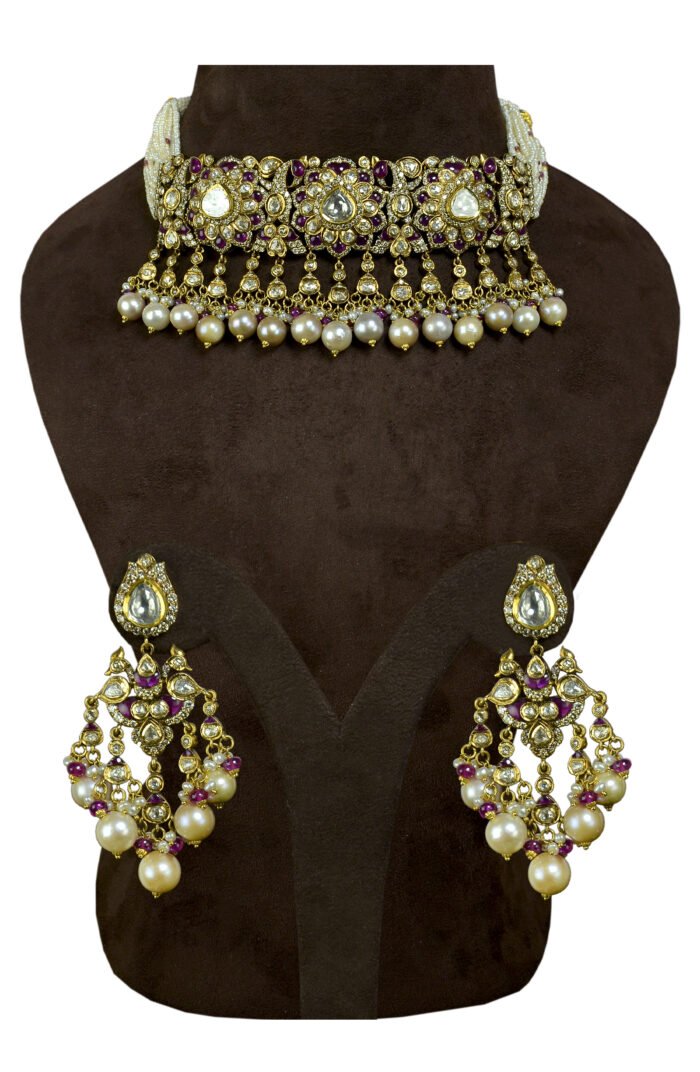 Gold Necklace set with Earrings