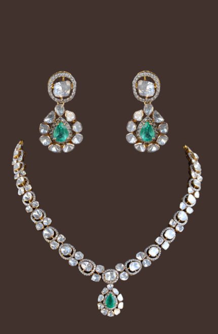 Polki Necklace With Earrings