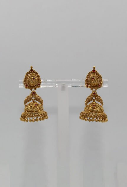 Long antique nakshi jhumkas