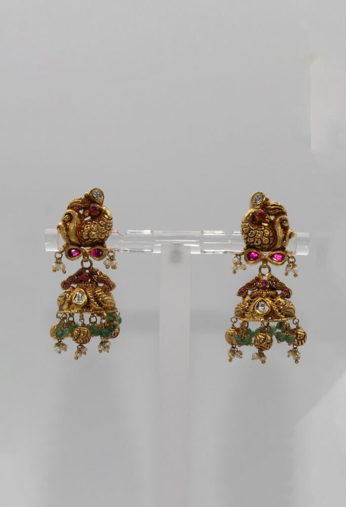 Traditional Peacock Gold Jhumka