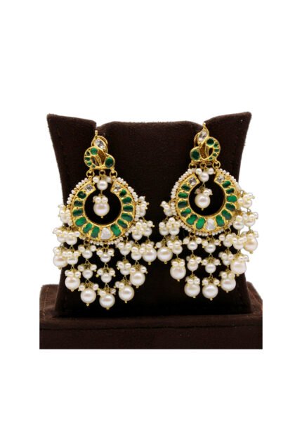 Kundan Pearl Chandbali Earrings