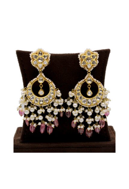 Traditional Polki Chandbali Earrings