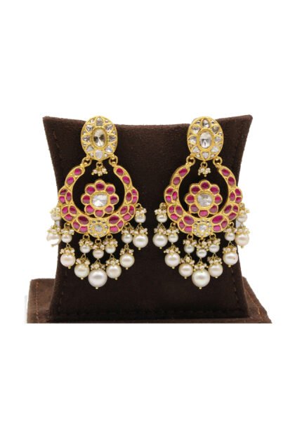 Gold Polki Chandbali Earrings