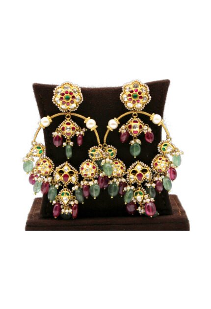 Attractive Pearl Drop Kundan Earrings