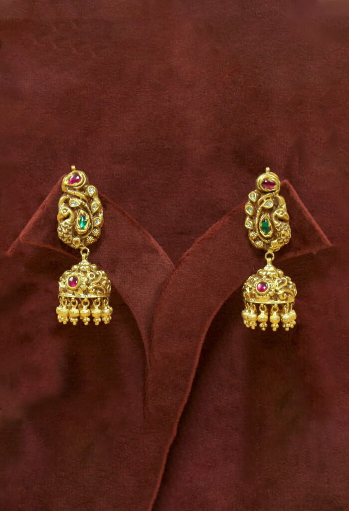 Traditional Ruby Studded Kundan Jhumka