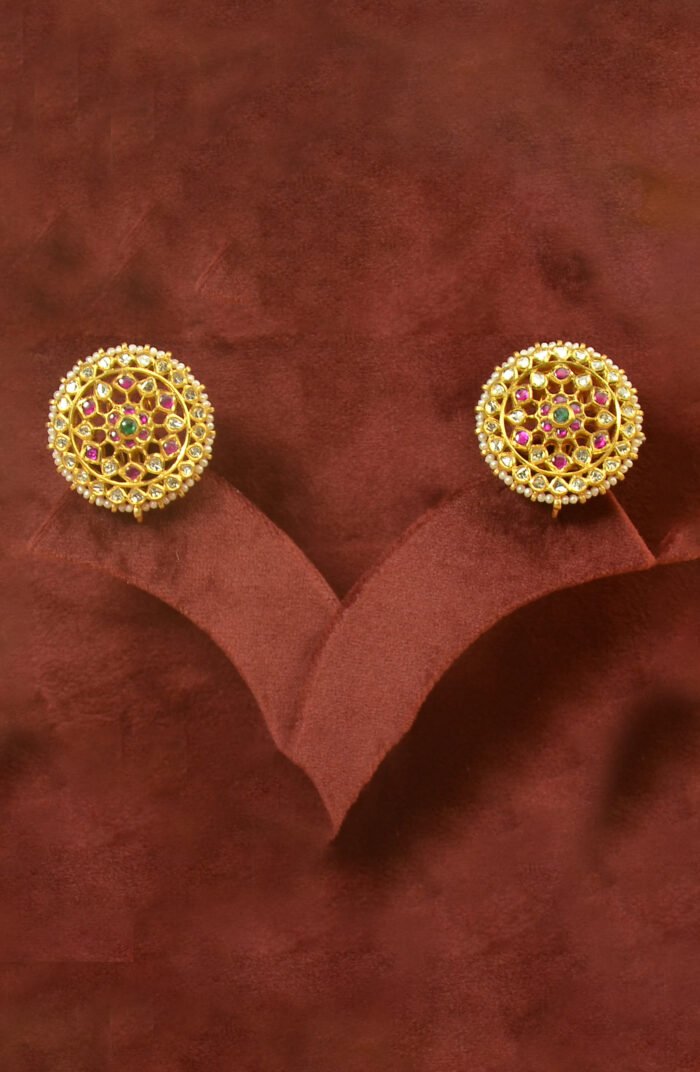 Elegant Ruby Polki Kundan Earrings