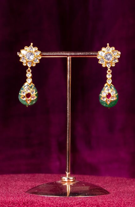 Polki Drop Kundan Earrings