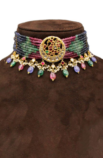 Unique Polki Beaded Choker Necklace