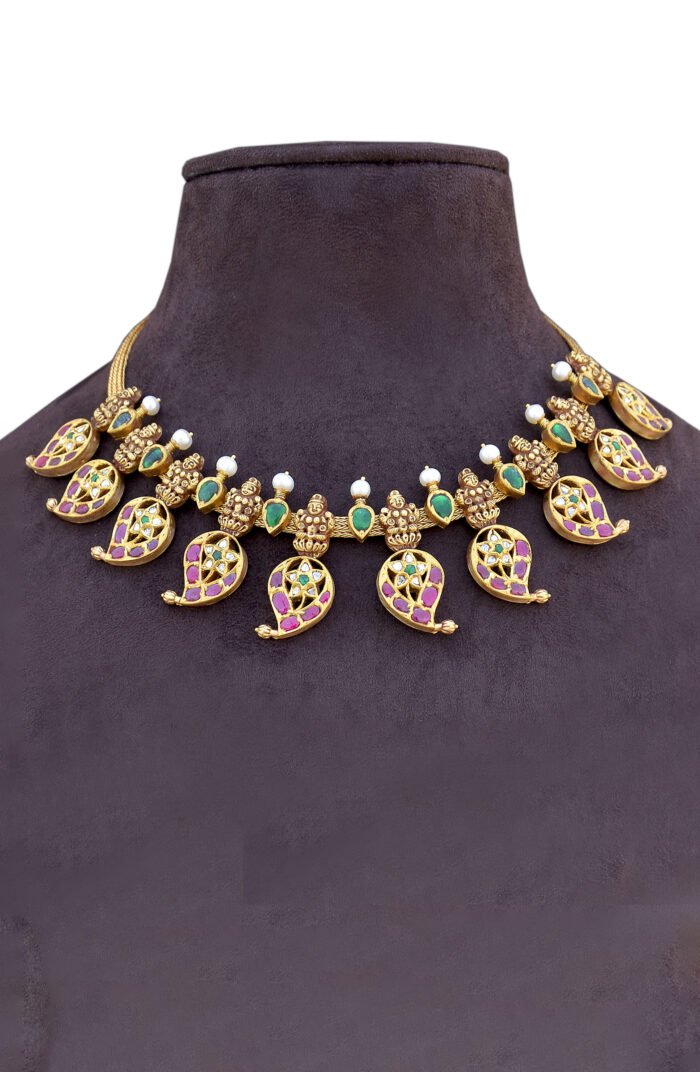 Elegant Ruby Studded Kundan Necklace