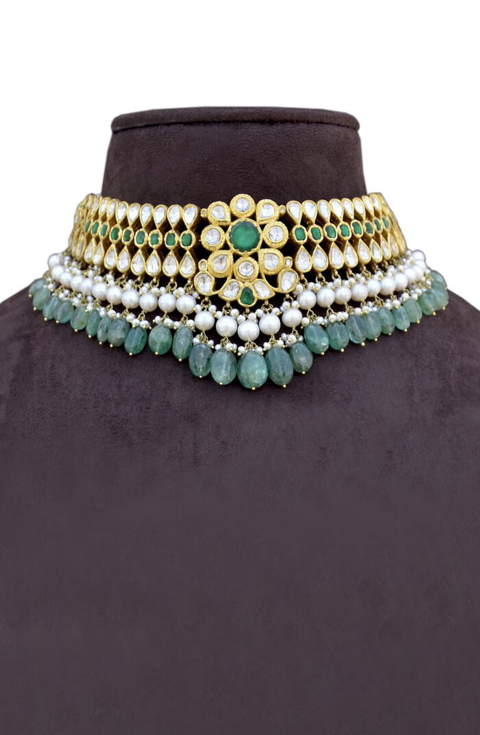 Emerald Kundan Polki Necklace