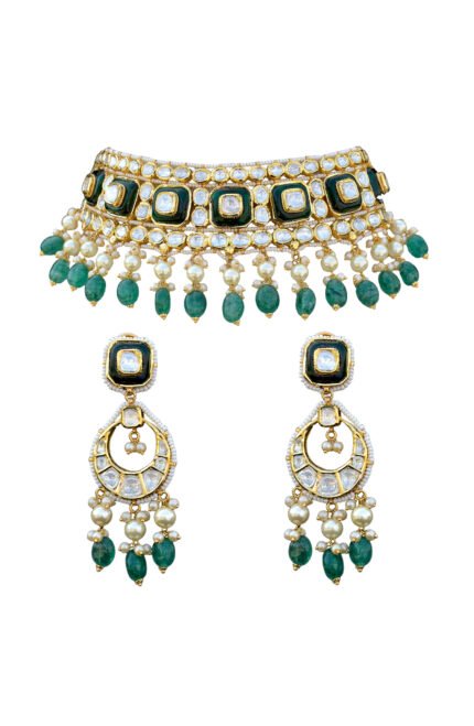 Traditional Diamond Necklace And Jhumki Earrings