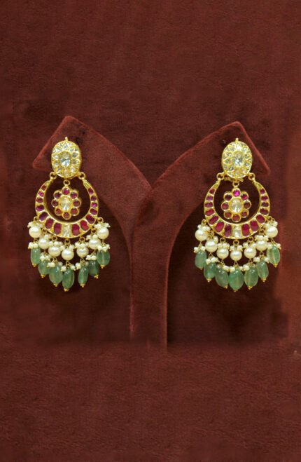 Blazing Kundan Chandbali Earrings