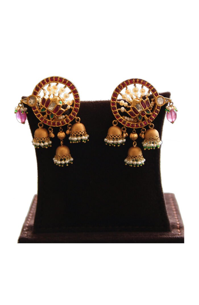 Antique Ruby Studded Jhumki Earrings