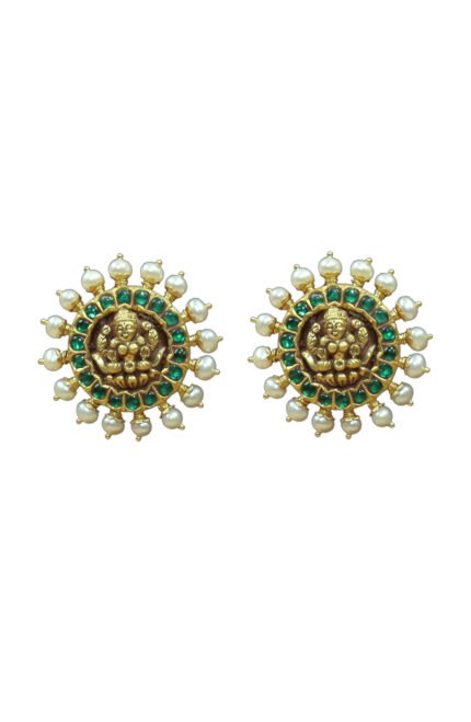 Emerald Green Kundan Earrings