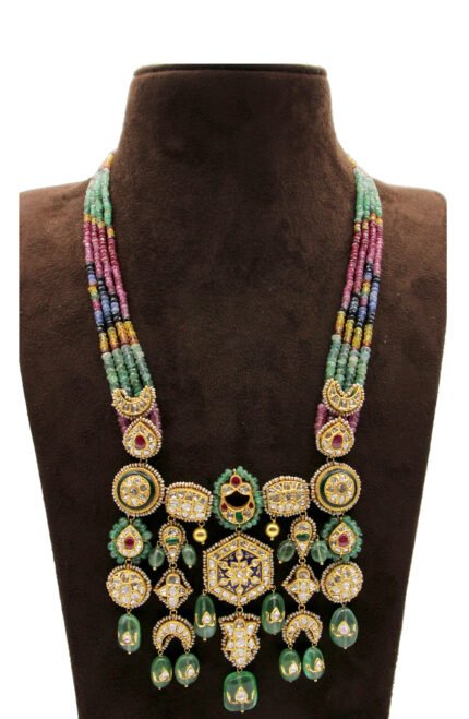 Thermolin Beads Kundan Polki Long Necklace