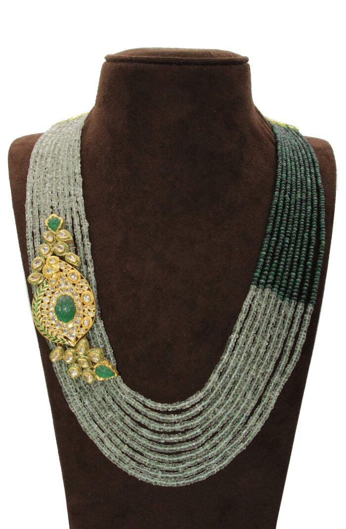 Nine Lines With Kundan Brooch Necklace